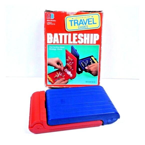 Vintage 1989 Milton Bradley Travel Battleship Strategy Game w Box 2 Ships Missin - Picture 2 of 10